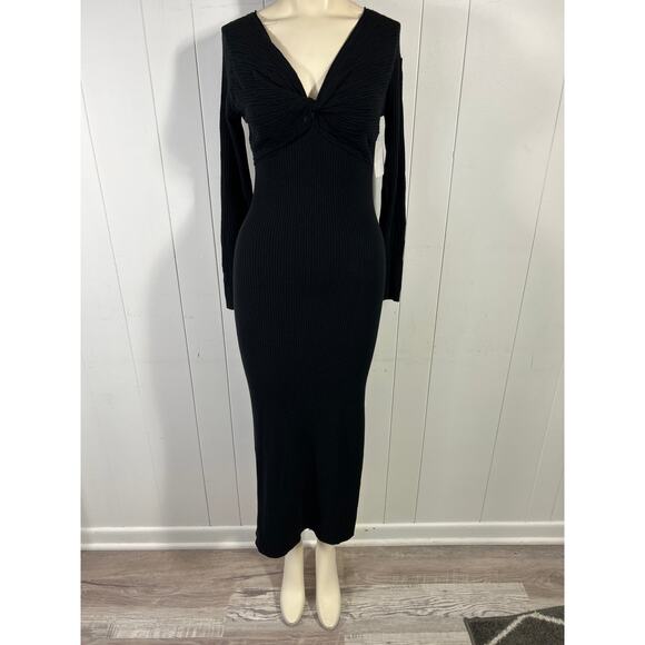 Astr Women's Twist Front Long Sleeve Sweater Dress in Black. Size S - Picture 2 of 6